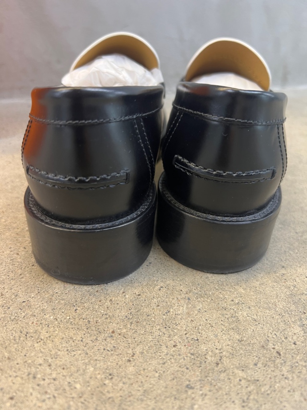 Hermes Black and White Leather Two-Tone Penny Loafers - Picture 3 of 6